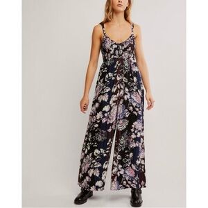 Free People Melrose Jumpsuit in Midnight Garden Combo Size L